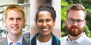 Portraits of Dr. André K. Eckhardt, Dr. Jeannette Oholi and Dr. Christian Preuß