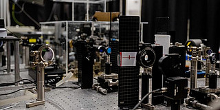Photo of a laser experiment setup