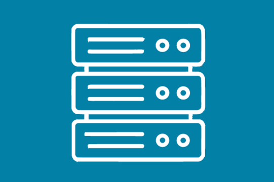 White icon on blue background: Servers