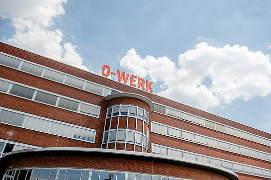 Front of the old Opel factory, a brick office building