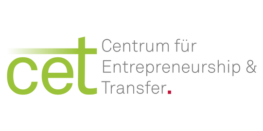 Logo of the CET (Center for Entrepreneurship & Transfer) on a white background