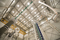 Photo of the HVDC test center: Inside the production hall for electricity.